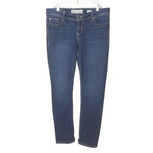 BKE Womens Denim Dakota Jeans 34x33.5 Dark Wash Buckle Mid Rise Thick Stitch
